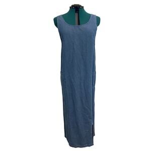 Vintage‎ Carolina Bays Denim Dress Large 90s Grunge Cottagecore Jean Maxi Dress